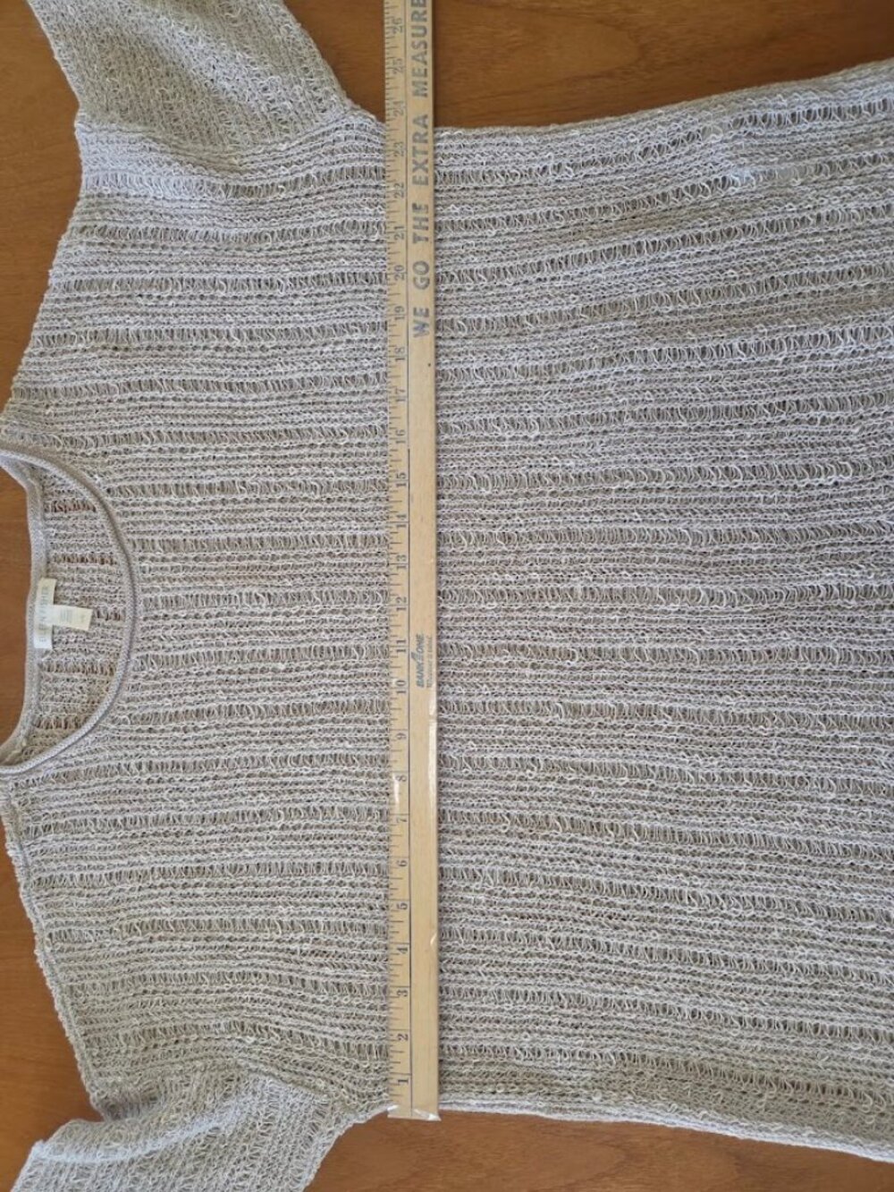 Eileen Fisher Organic Melange Linen Grain Pullover Open Knit Tan L - Picture 11 of 12